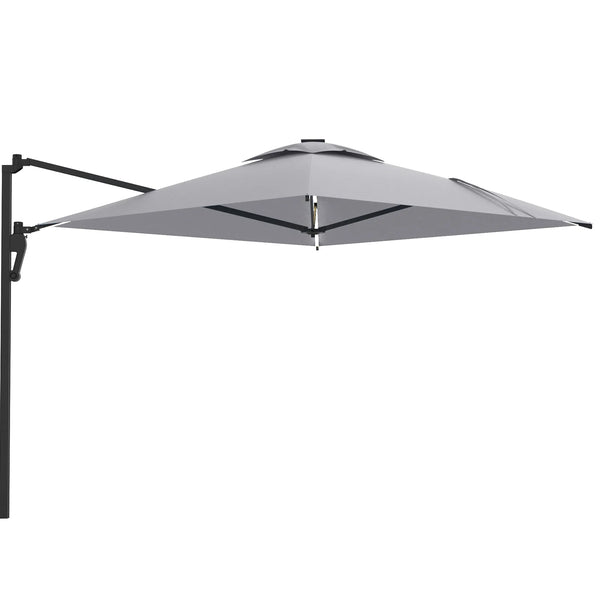 AECOJOY 10FT Large Patio Umbrella with Solar Lights, Rectangle Wall Mounted Outdoor Patio Umbrella, Grey