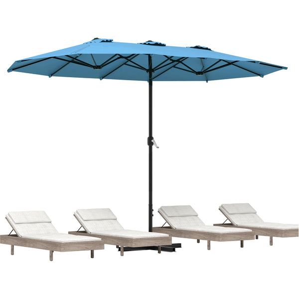 AECOJOY 15x9ft Double-Sided Patio Umbrella, Blue