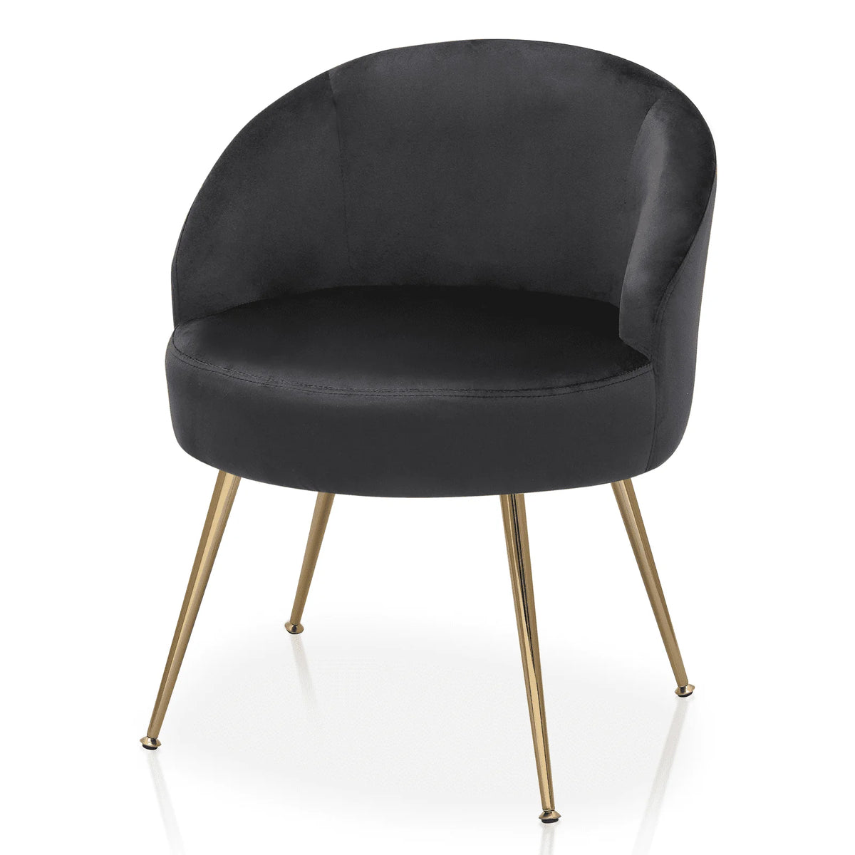 Monibloom Velvet Accent Chair, Modern Upholstered Single Sofa Side Chair, Comfy Barrel Club Living Room Armchair with Golden Metal Legs for Bedroom
